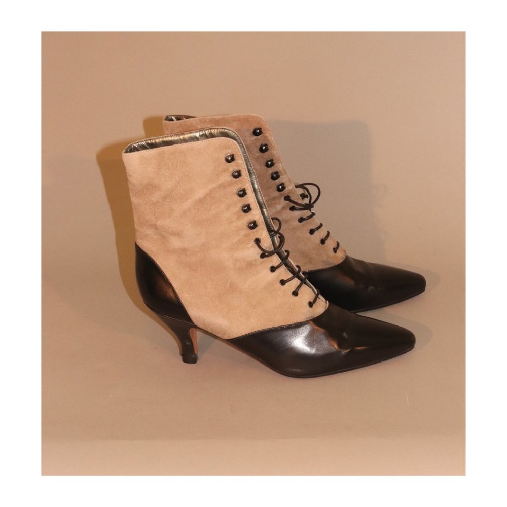 Zetagi Vintage Lace Up Leather Pointed Boots Size 7.5
